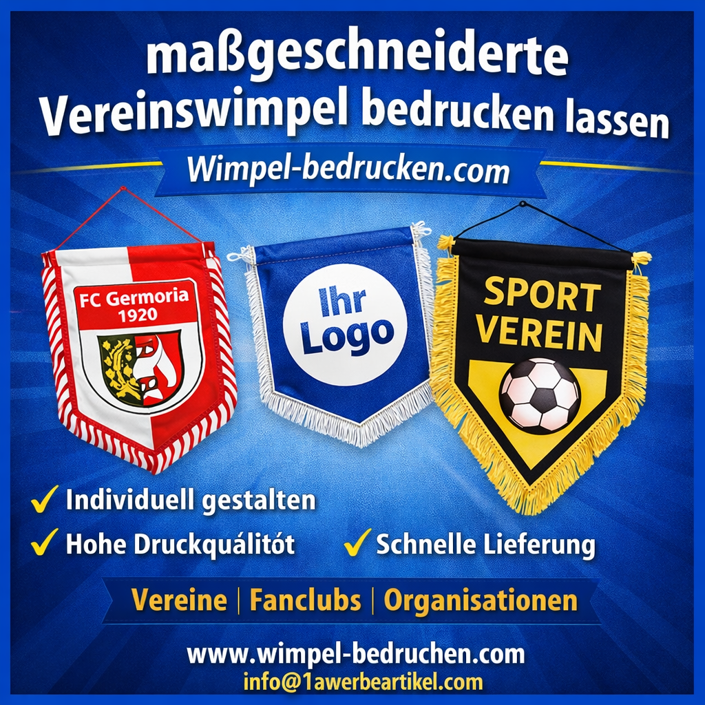 maßgeschneiderte Vereinswimpel bedrucken lassen - Wimpel-bedrucken.com