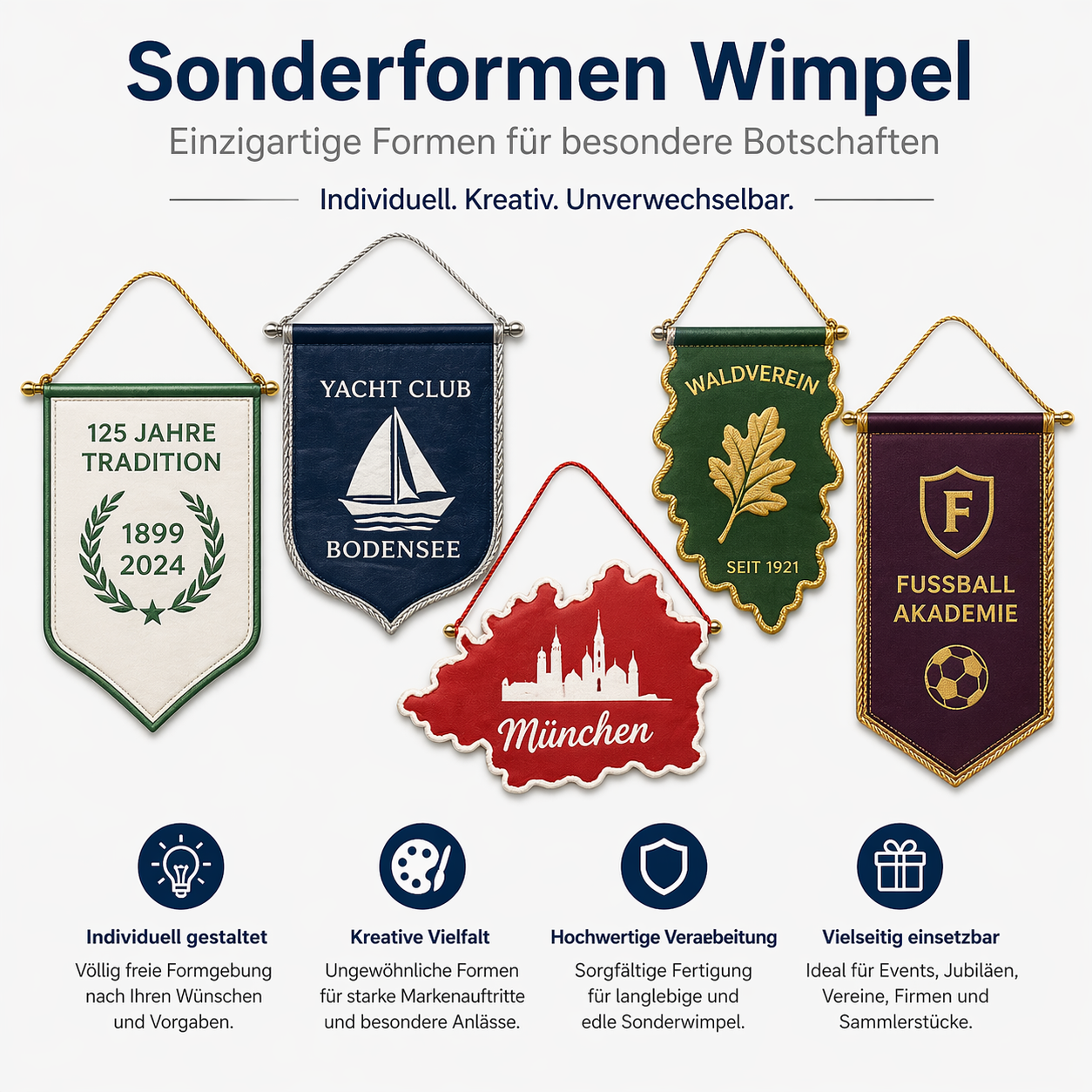 	Wimpel Formen im Überblick – Welche Form passt zu Ihrem Verein oder Unternehmen? 